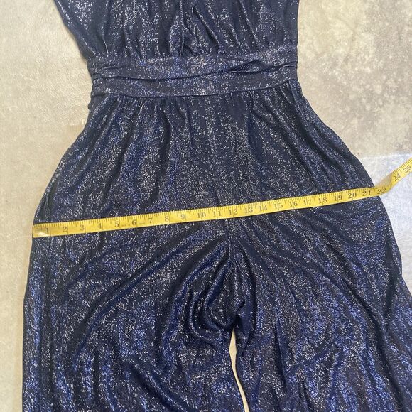 Rachel Zoe Jumpsuit Womens 8 Blue Sparkle Sleeveless‎ Wide Leg Party Sleeveless - Picture 4 of 14